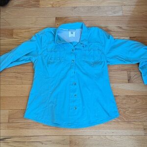 Women's Blue Button-Up Blouse
